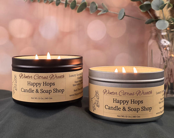Winter Citrus Wreath 12oz. Hand-Poured 100% Soy Wax Candle - Seasonal Scent