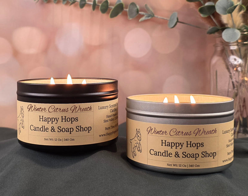 Winter Citrus Wreath 12oz. Hand-Poured 100% Soy Wax Candle - Seasonal Scent