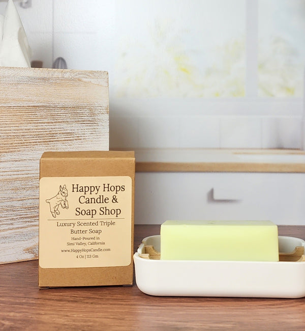 White Oak & Vanilla 4oz, Hand-poured Triple Butter Soap