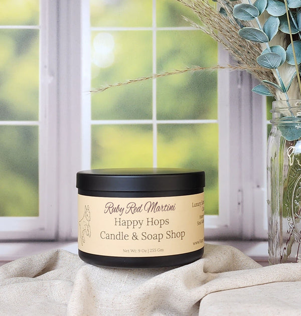 Ruby Red Martini 9oz. Hand-Poured 100% Soy Wax Candle - Clearance