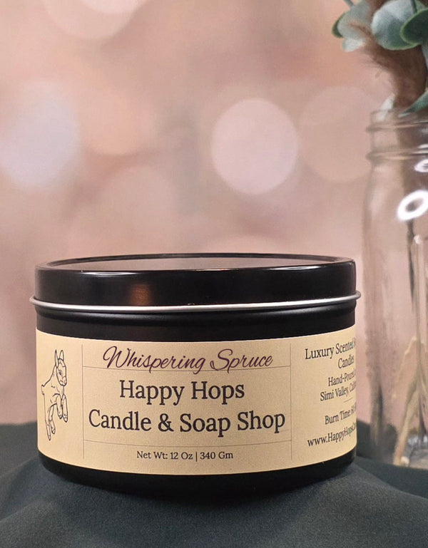 Whispering Spruce 12oz. Hand-Poured 100% Soy Wax Candle - Seasonal Scent