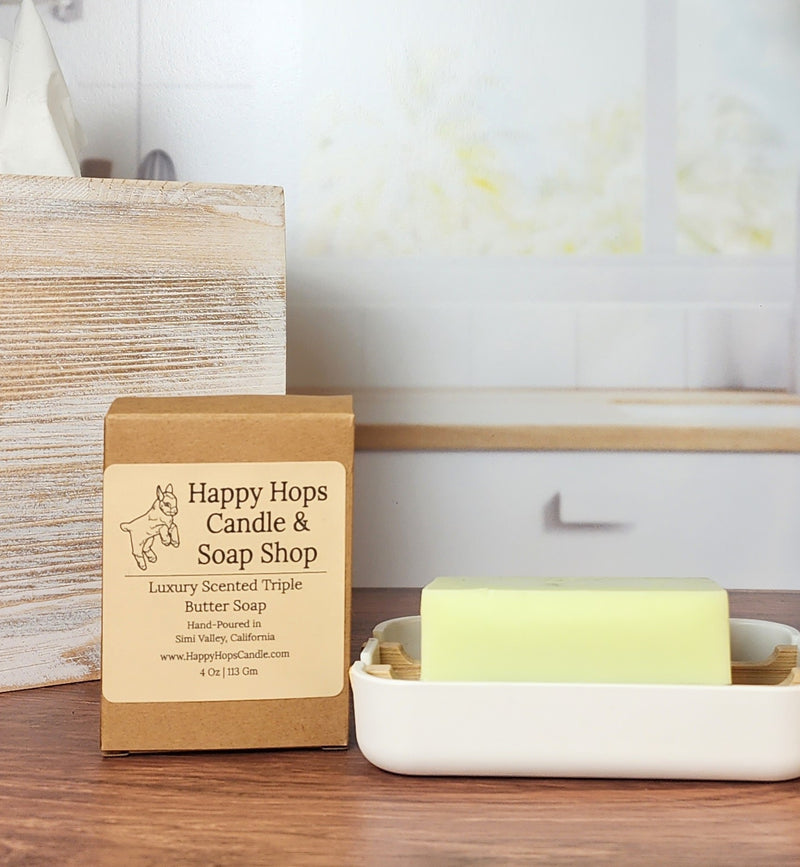 Green Tea & Lemongrass 4oz., Hand-poured Triple Butter Soap