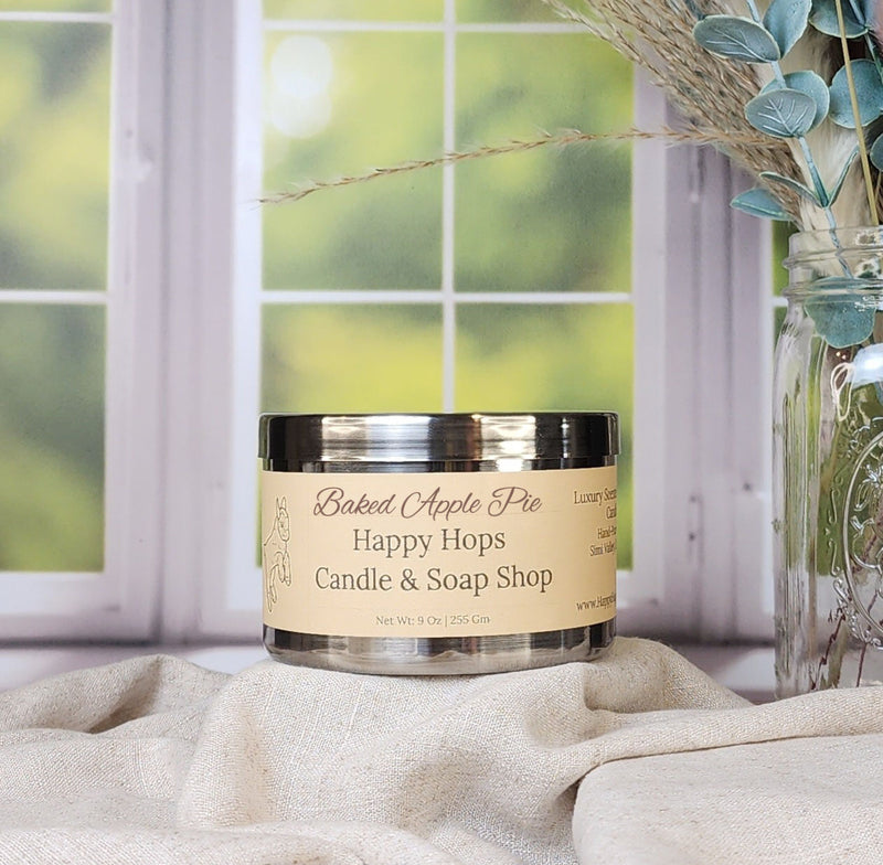 Baked Apple Pie 9oz, Hand-poured 100% Soy Wax Candle