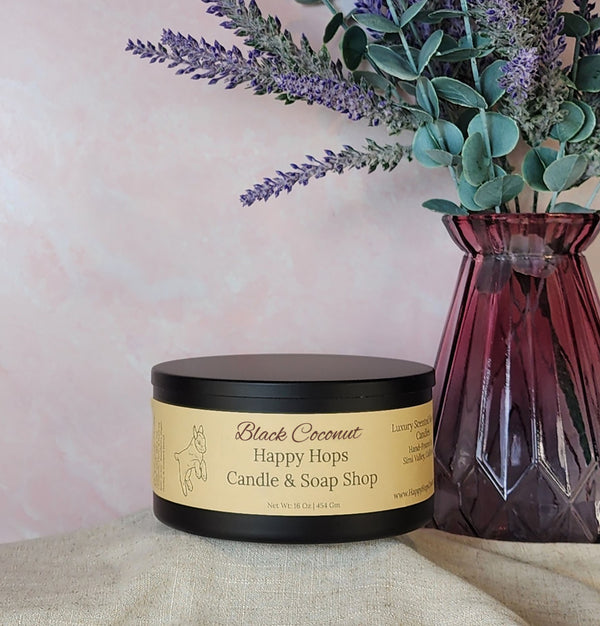 Black Coconut 16oz. Hand-Poured 100% Soy Wax Candle - Spring & Summer Collection