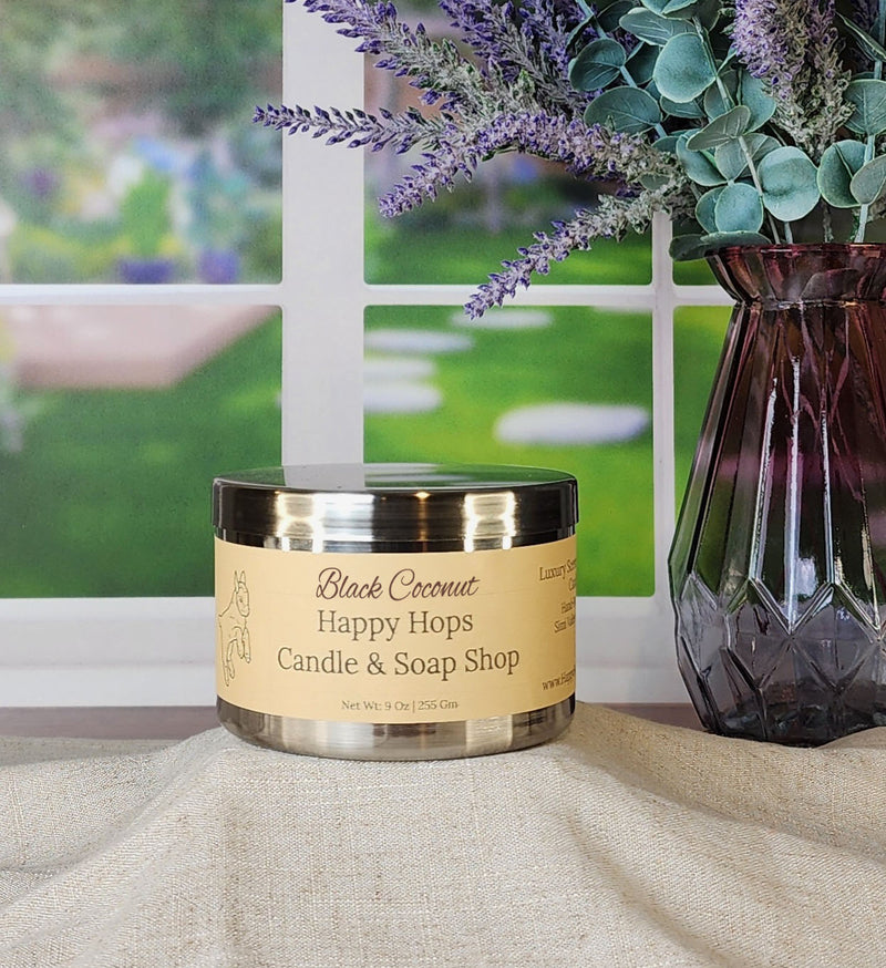 Black Coconut 9oz. Hand-Poured 100% Soy Wax Candle - Spring & Summer Collection