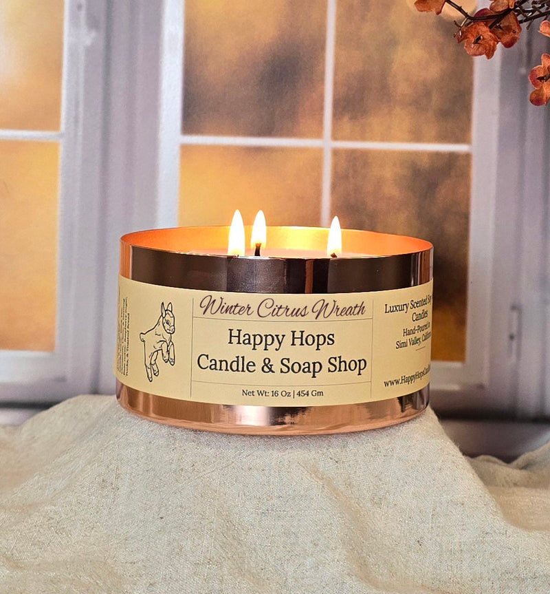 Winter Citrus Wreath 16oz. Hand-Poured 100% Soy Wax Candle - Seasonal Scent