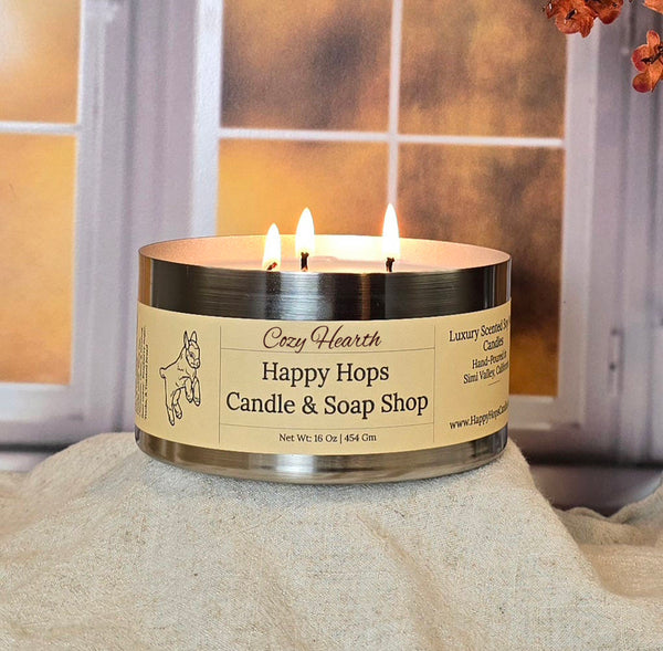 Cozy Hearth 16oz. Hand-Poured 100% Soy Wax Candle - Fall & Winter Collection