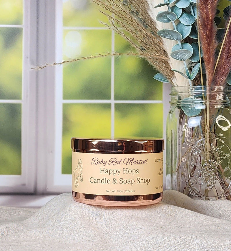 Ruby Red Martini 9oz. Hand-Poured 100% Soy Wax Candle - Clearance