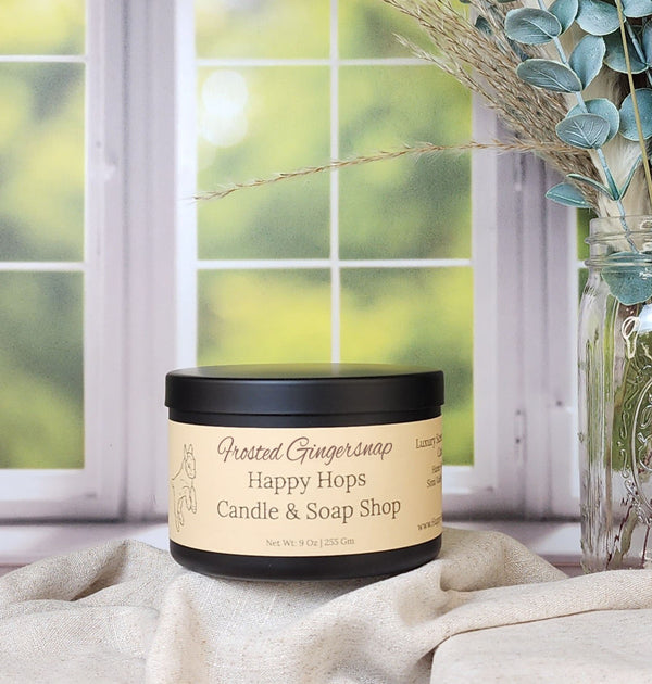 Frosted Gingersnap 9oz, Hand-poured 100% Soy Wax Candle