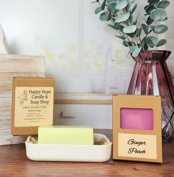Ginger Peach 4oz, Hand-poured Triple Butter Soap