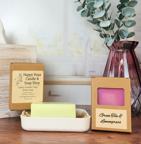 Green Tea & Lemongrass 4oz., Hand-poured Triple Butter Soap