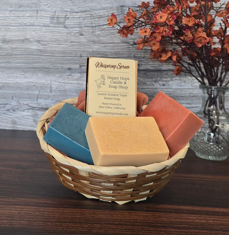 Whispering Spruce 4oz, Hand-poured Triple Butter Soap - Seasonal Scent