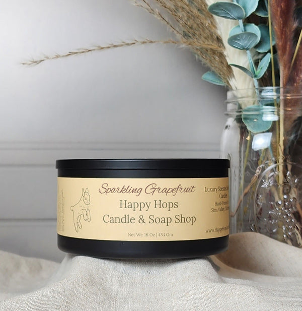 Sparkling Grapefruit 16oz, Hand-poured 100% Soy Wax Candle