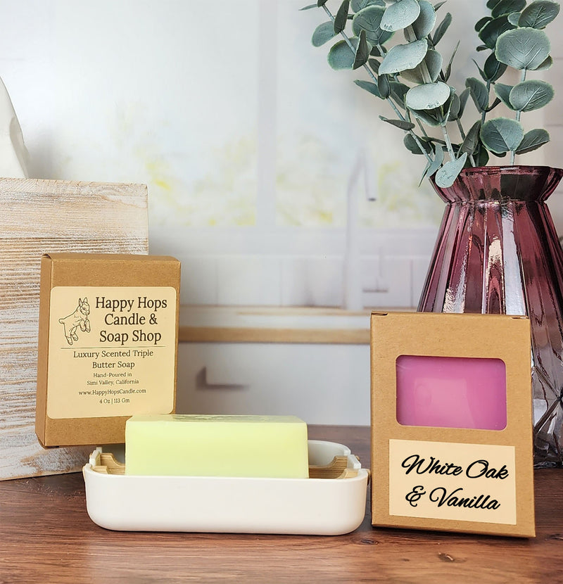 White Oak & Vanilla 4oz, Hand-poured Triple Butter Soap